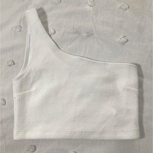 White one shoulder crop top